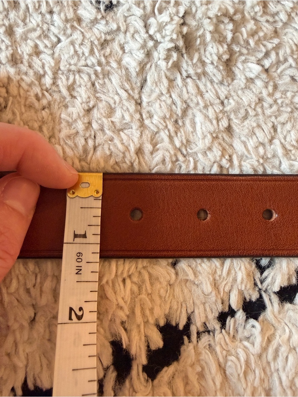 Leather Women's Belt in Chestnut Brown with Brass Buckle - Picture 4 of 6